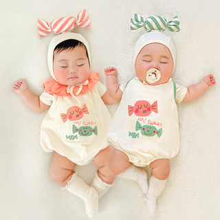 Mùa Xuân 2024 Mùa Hè Mới Cho Bé Áo liền quần In Hình Kẹo Hàn QuốcRomper BabySuit