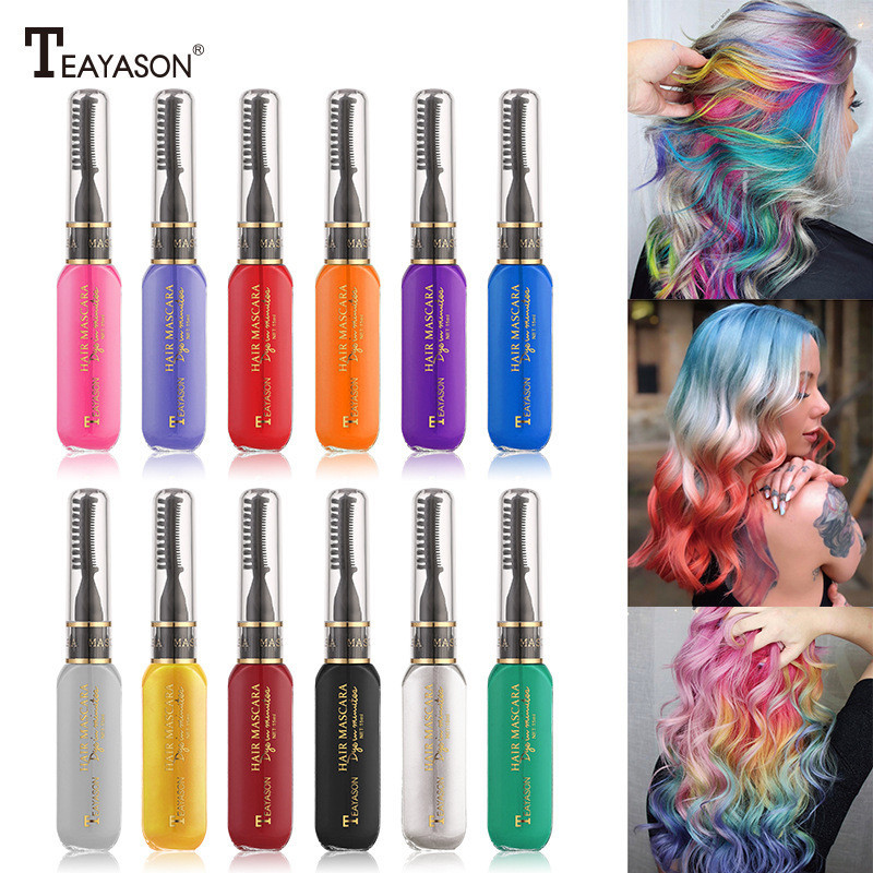 Mascara Chải Nhuộm Màu Tóc Tạm Thời Không Độc Hại Nhiều Màu Tùy Chọn Màu Tối Giản Dùng Một Lần