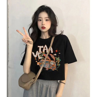 Nguyên Chất Cotton Vai Phải Áo Thun Nữ Thiết Kế Hốc Mùa Hè Hot Girl Nữ Tay Ngắn Màu Đen