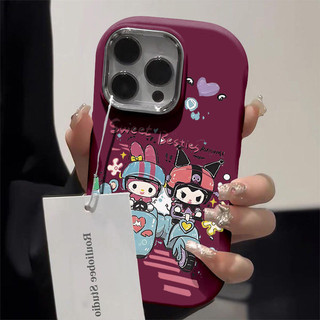 Thích hợp cho IPhone 11 12 Pro Max X XR XS Max SE 7 Plus 8 Plus 13 Pro Max 14 15 Pro Max Ốp điện thoại hấp thụ sốc Kuromi Melody Những người bạn tốt cưỡi xe đạp điện