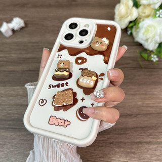 Thích hợp cho Ốp Điện Thoại IPhone 11iPhone 14 IPhone 15 ProMax Chống Rơi IPhone 1213 ProMax Mềm IPhone X XR XS Max IPhone 7 Plus 8 Plus Kem 3D Gấu Bông