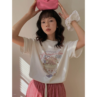 Áo thun cotton 73% dành cho nữ thời trang sinh nhật bánh áo thun top fot lady 24SS81