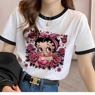Betty Boop 1 Tee nữ thiết kế mùa hè đồ họa áo thun nữ quần áo anime