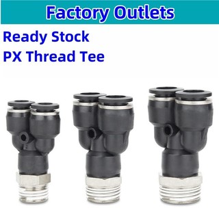 Đầu nối phích cắm nhanh bằng khí nén PX4-M5 Y Loại Tee Thread PX6-01 / PX8-02 / 10-03 / 12-04 Nam Thread 1 / 8 ", 1 / 4", 3 / 8 ", 1 / 2" BSPT