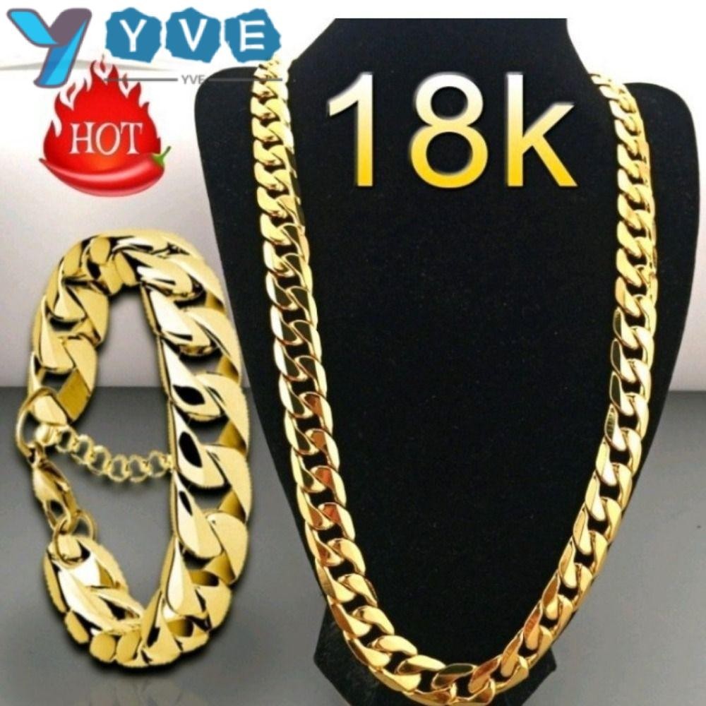 Vòng cổ vàng YVE 18K, Vòng cổ mạ vàng nhiều kích cỡ bằng kim loại, Vòng tay mạ vàng vàng 18K thời tr