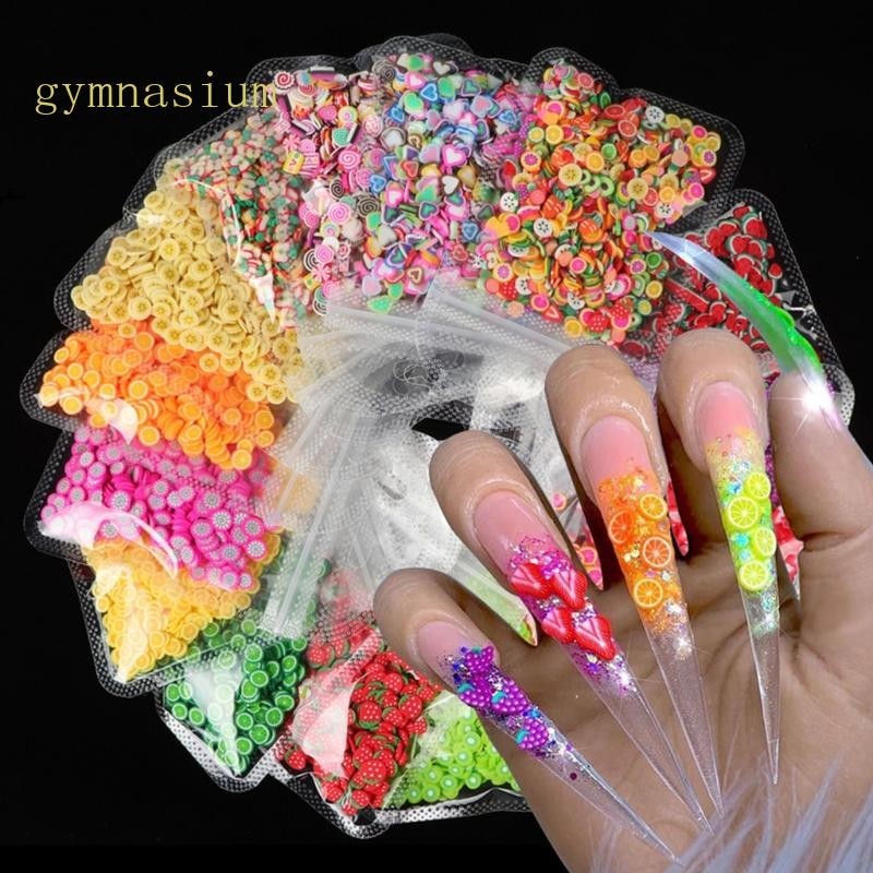 Gymna DIY Crafting Nhựa Epoxy Filler Nail Art Crafts 3D Nhỏ Hỗn Hợp Trái Cây Kẹo Lát Các Loại Miếng Đầy Màu Sắc Quyến Rũ