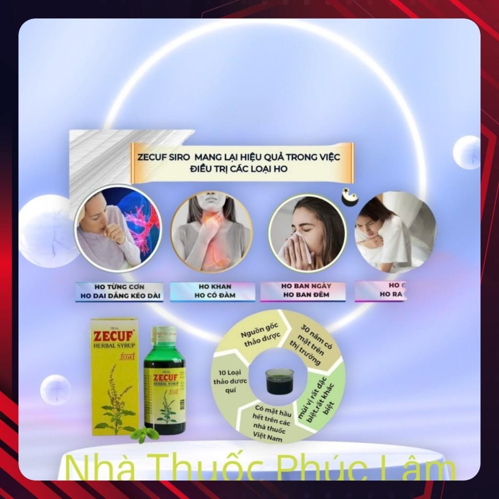 Siro ho Zecuf - thảo dược 100%. Chai 100ml. Hàng chuẩn công ty. phù hợp cho người lớn và trẻ nhỏ. Hiệu quả.