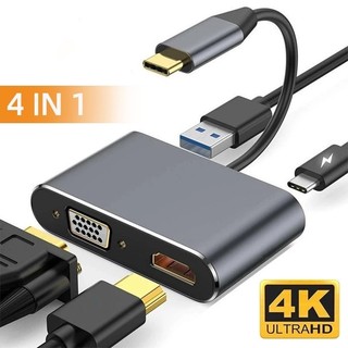 4 trong 1 type-c sang hdmi + vga + usb 3.0 + usb-c pd type c hub