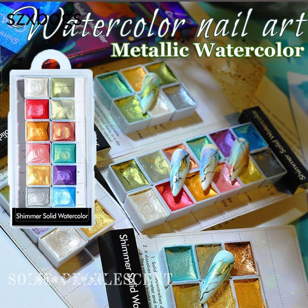 szxbogs Móng tay Pearlescent Pigment Nail Beaury Blooming cho nghệ sĩ Tranh màu nước