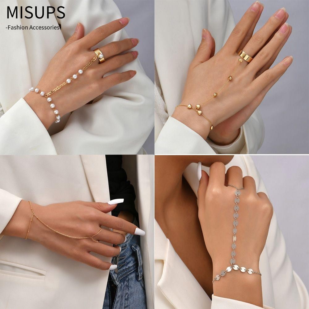 MISUPS Tay Nhiều Lớp Kèm Nhẫn Điều Chỉnh Được Phối Tua Rua Phong Cách Boho Thời Trang Cho Nữ