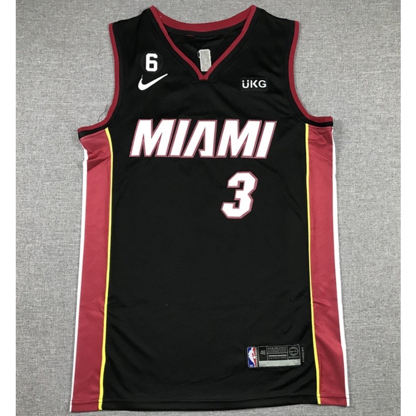 2023 mới NBA nam Miami Heat 3 Dwyane Wade thêu áo bóng rổ jersey màu đen