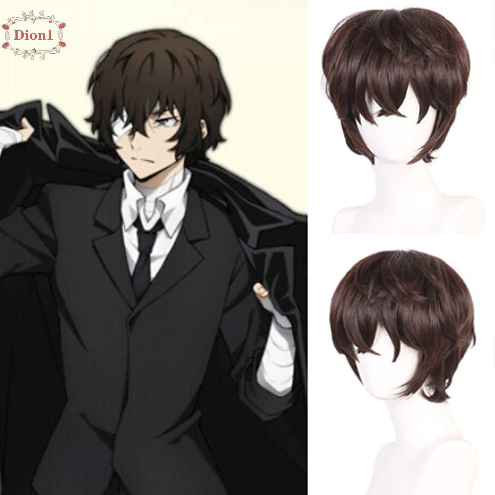 Dion1 Dazai Osamu Cosplay Tóc Giả Lông Tơ Xoăn Thoáng Khí Phụ Kiện Tóc Tổng Hợp Trang Phục Hóa Trang Liền Mạch Bungo Đi Lạc Chó Sợi Nhiệt Độ Cao Halloween Tóc Giả