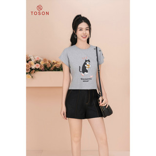 Áo phông ghi hình mèo, tay dơi đính cúc TOSON AP211G24
