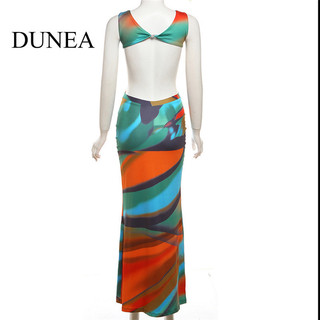 Đầm hở lưng không tay cổ tròn DUNEA Gradient