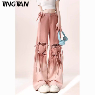 TINGTIAN quần ống rộng quần nữ jean hàn quốc Vintage Trendy Korean WNK24403CH 14Z240401