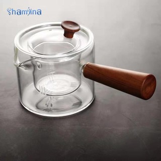 Cốc trà thủy tinh pha trà cho hoa và thủy tinh borosilicate rời có tay cầm bằng gỗ ấm trà ấm trà máy pha trà cho văn phòng