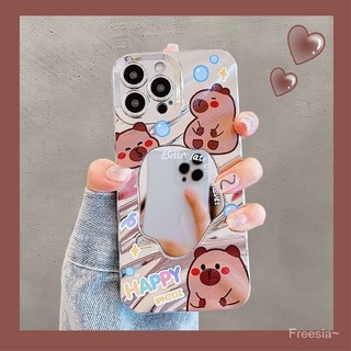 Cá Nhỏ Capybara Thích Hợp Cho Apple 15promax Gương Điện Thoại iPhone14 / 13 / 12 / 11 Mạ 7p