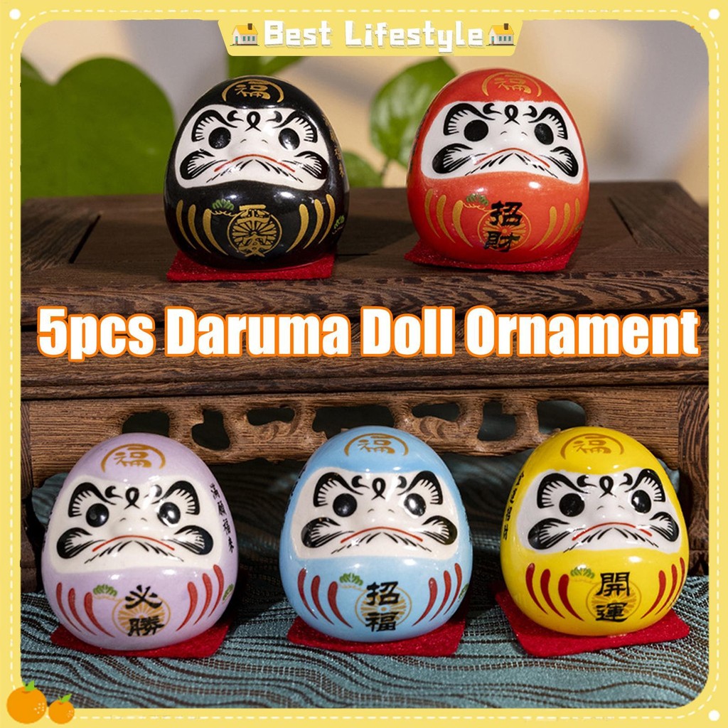Bộ 5 Búp Bê Daruma Nhỏ Nhật Bản Daruma Daruma Tượng Daruma Daruma Tượng Trang Trí Truyền Thống Trang