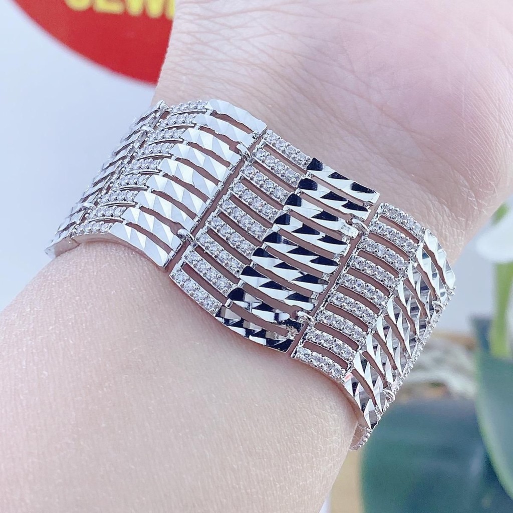 Lắc Tay, Vòng Tay, Ximen Bạch Kim Họa Tiết Lượn Sóng Bền Đẹp, Có Kí Hiệu