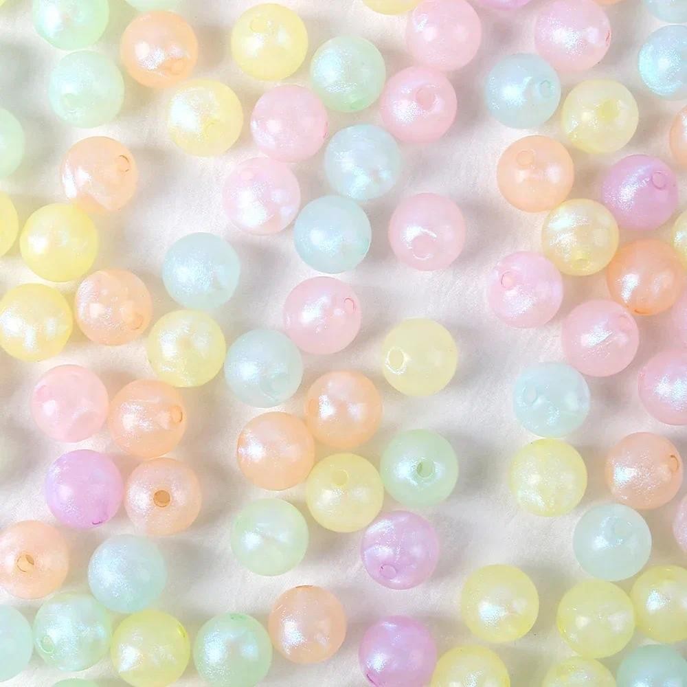 6-14mm Nàng Tiên Cá Màu Acrylic Hạt Tròn Rời Miếng Đệm Hạt Trang Sức Làm Diy Handmade Vòng Tay Vòng Cổ Phụ Kiện