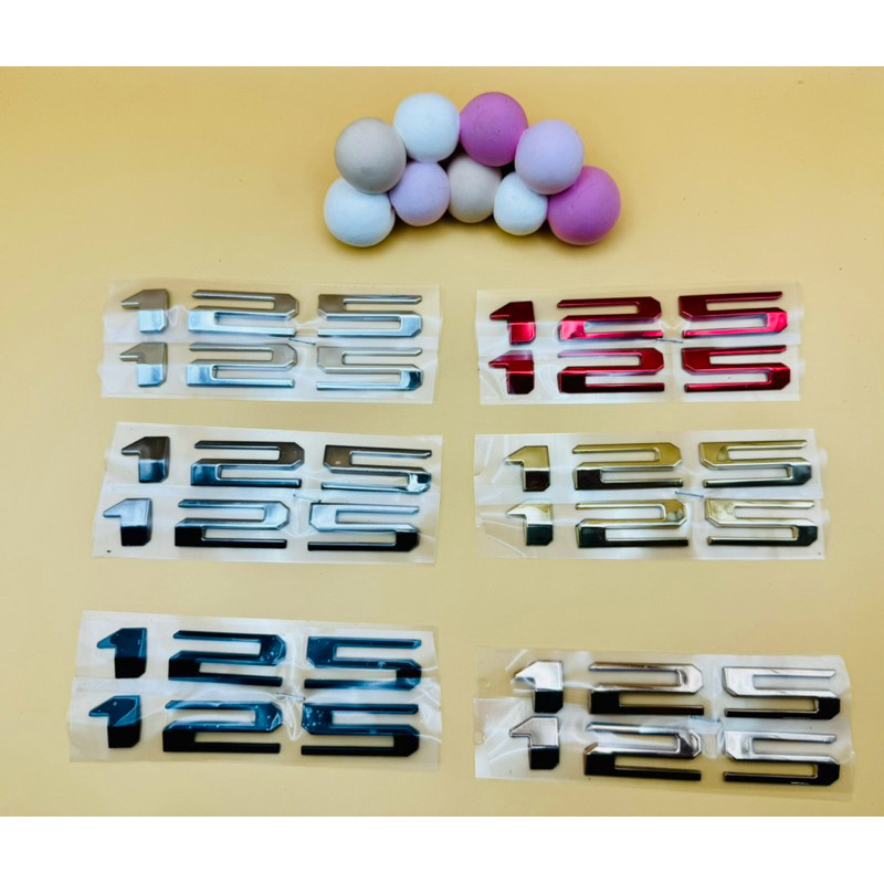 CẶP Tem dán xe logo chữ nổi ốp sườn xi cứng xe máy số 125 chữ nổi cho air blade 2024 2025