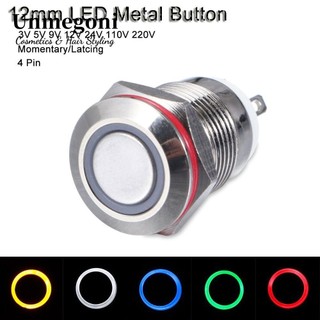 Unmegoni Tắc Nút Nhấn Có Đèn LED Nhiều Màu Khác Nhau 12mm 3v/5v/9v/12v/24v/110v/220v Chất Lượng Tốt