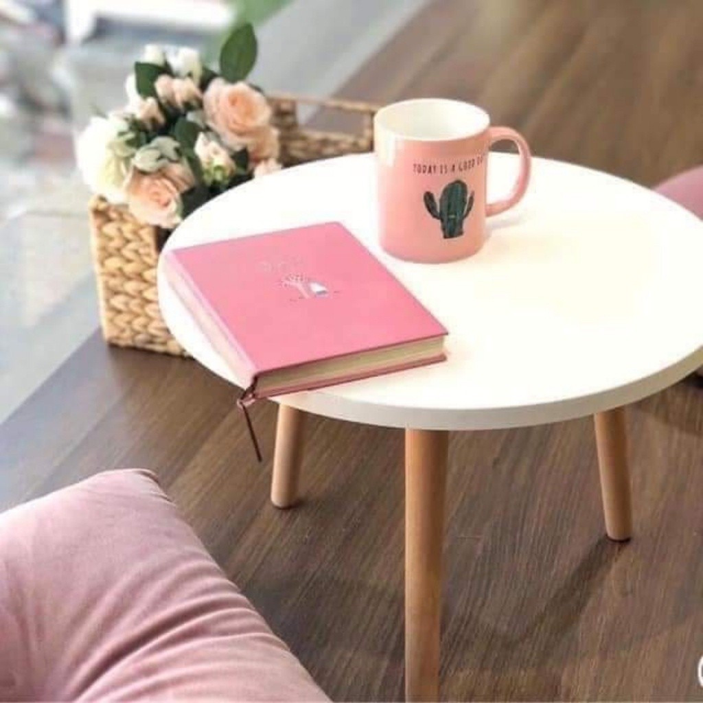 Bàn trà sofa tròn ngồi bệt mini kích thước 40x40x30 phong cách vintage dùng làm bàn decor phòng ngủ siêu xinh cute | BigBuy360 - bigbuy360.vn
