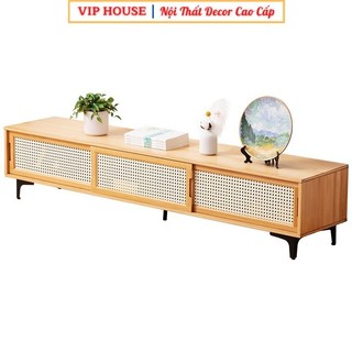 Kệ Tivi 💫 Tủ TV Phòng Khách Bằng Gỗ Tre Phối Cánh Mây Độc Đáo Decor Trang Trí Sang Trọng Dài 120cm 160cm