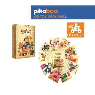 Thẻ bài Pokemon màu vàng bạc đen siêu đẹp Pikaboo dày dặn cứng cáp siêu bền