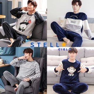 Bộ đồ ngủ nam quần áo ngủ mặc ở nhà vải nhung bông lông cừu dài tay mùa đông xuân thu đi chơi kiểu hot BĐNN02