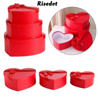 Risedot Hộp đựng mũ hoa Bộ 3 hộp quà tặng Hộp đóng gói hình trái tim