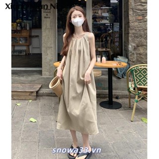 Xiang NIAN NI Đầm ôm Mùa Hè Phong Cách Hàn Quốc Chất Lượng Cao Màu Trắng Ngày Lễ Màu Trơn Không Tay Giữa Chiều Dài Eo Slim Tank Top