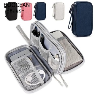 BOOCEAN Túi cáp du lịch, Túi lưu trữ kỹ thuật số chống nước, Túi lưu trữ phụ kiện điện tử màu trơn Cáp dữ liệu sạc nhiều lớp Bộ sắp xếp túi USB