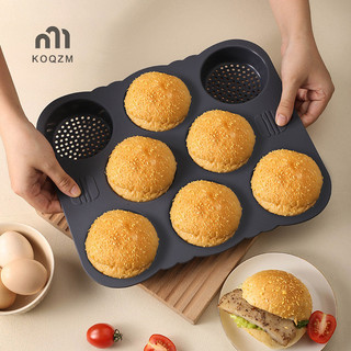 Khuôn Hamburger 8 Lỗ Dụng Cụ Nướng Bánh Silicon Hộ Gia Đình Chịu Nhiệt Độ Cao Khuôn Hamburger Lò Nướng Tấm Nướng Bánh Khuôn Bánh Mì