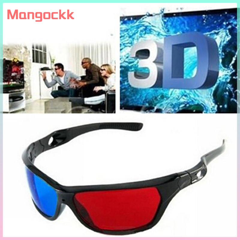 [Mangok] Kính 3D Khung Đen Xanh Đỏ Cho Trò Chơi DVD Phim Truyền Hình Anaglyph Chiều Tốt