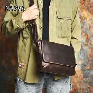 Nasva Da Thật Chính Hãng Retro Nam Túi Da Ngựa Điên Túi Đeo Vai Thường Ngày Da Bò Túi Đi Lại Hàng Ngày Thích Hợp Cho 12.9 IPad