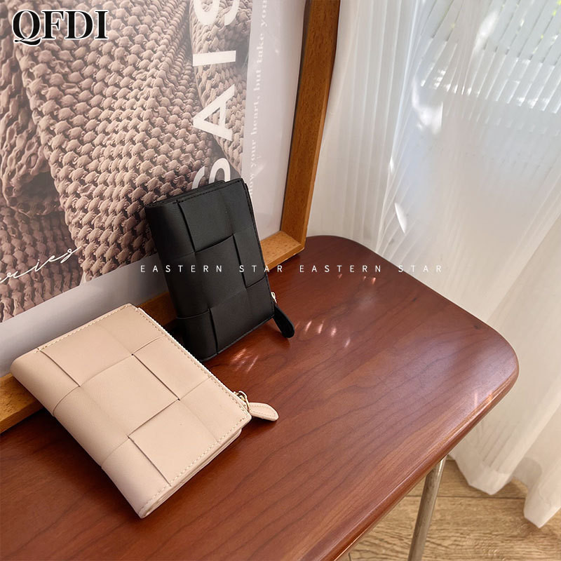 QFDI Ví phong cách Hàn Quốc dành cho nữ ví dệt nối ví đa năng dành cho sinh viên Ví đựng thẻ đựng tiền xu