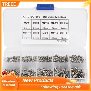 Treee 240 chiếc M2x6/M2x8/M2x10/M3x6/M3x8/M3x10/M3x12/M2.5x6/M2.5x8/M2.5x10 Bộ Vít CX4