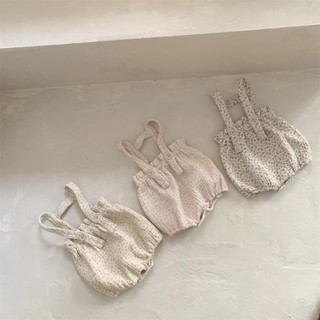 Trẻ em quần áo trẻ em quần áo trẻ em hàn quốc quần áo 24 xuân hè bé gái trẻ em bé cotton gạc dây hoa jumpsuit áo liền quần ngoài-0313