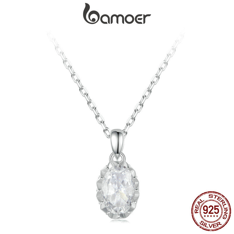 Bamoer 925 Sterling Sliver Vòng Cổ Dazzling 1CT Moissanite Trang Sức Quà Tặng Cho Nữ MSN035