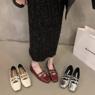 Giày đế bệt nơ nữ đế mềm PU Giày lười