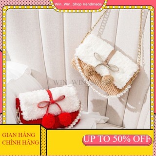 Túi tự đan len phối màu trái cherry  - Set nguyên liệu tự làm (Có clip hướng dẫn làm) -  HÀNG SẴN