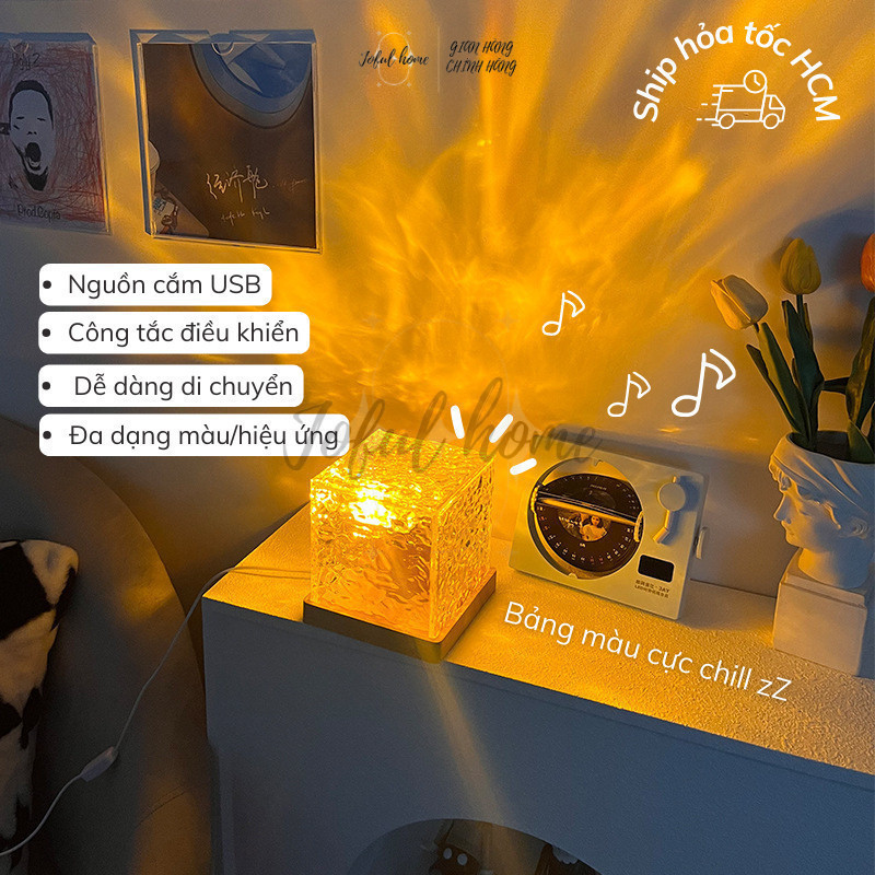 Đèn Ngủ Để Bàn 3D Hiệu ứng Gợn sóng lửa Joful home Decor Phòng Ngủ Trang Trí Quán Quà Tặng Độc đáo