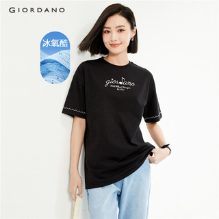 GIORDANO WOMEN Ice cooling embroidery short sleeve tee 05324401