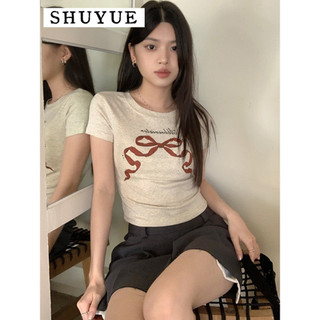 Shuyue áo phông áo thun nữ croptop baby tee fashion hàn phong thể thao comfortable wcs2430qox 13z240327