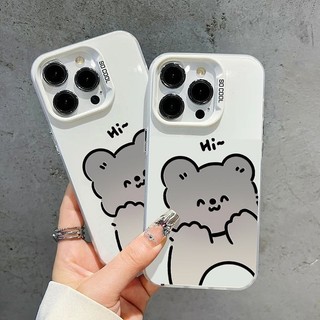 Màu Bạc Hoạt Hình Gấu Dễ Thương Thích Hợp Cho iPhone13promax Vỏ Điện Thoại Apple 15 14 12 11 XR XSmax 7plus 8PLUS Vỏ Cứng Chống Sốc