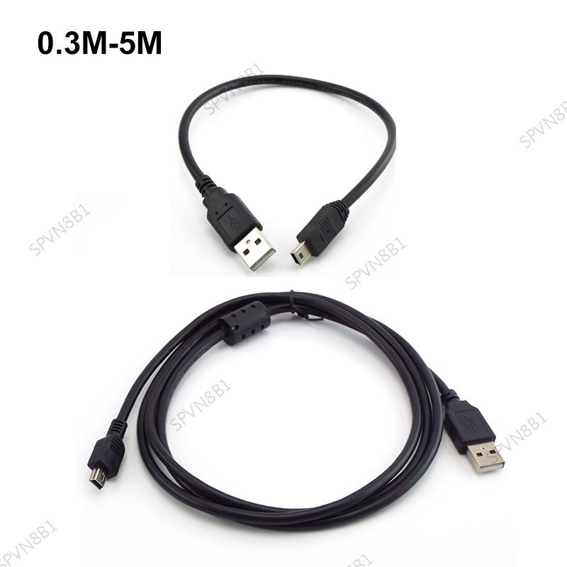 0.3m 5M Usb Nam Sang Mini 5P Usb Sạc Nguồn Cáp Dữ Liệu Dây Sạc Cổng T Kết Nối Để Mở Rộng Xe Dvr Kỹ Thuật Số Dây Máy Ảnh VN8B1