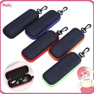 MOILY Men Women Zipper Eyeglasses Case Portable Denim Fabric Glasses Box Hard Eyewear Protector