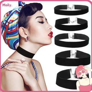 Vòng cổ choker nhung thắt nơ phong cách gothic cổ điển
