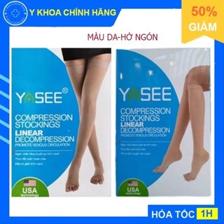 Vớ y khoa dành cho người suy giãn tĩnh mạch Yasee (Vớ gối, vớ đùi), Tất Suy Giãn Tĩnh Mạch(Màu Da, Hở Ngón) (1 đôi)
